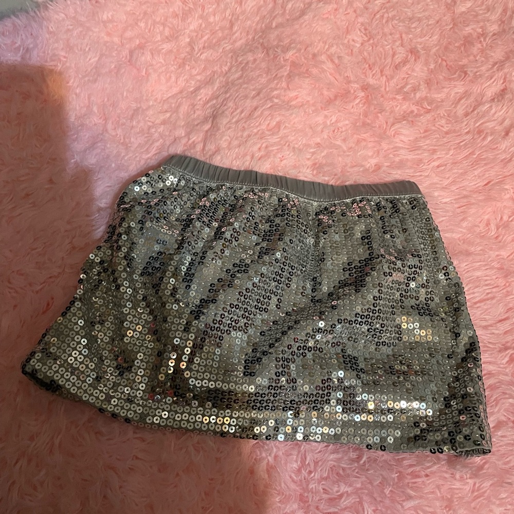 Silver Sequin Mini Skirt